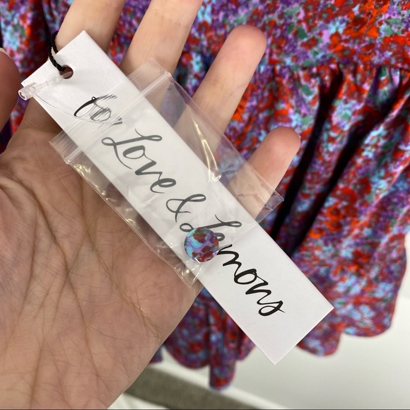 FOR LOVE AND LEMONS Shiloh red purple floral bloom ruffle mini dress - Picture 8 of 11